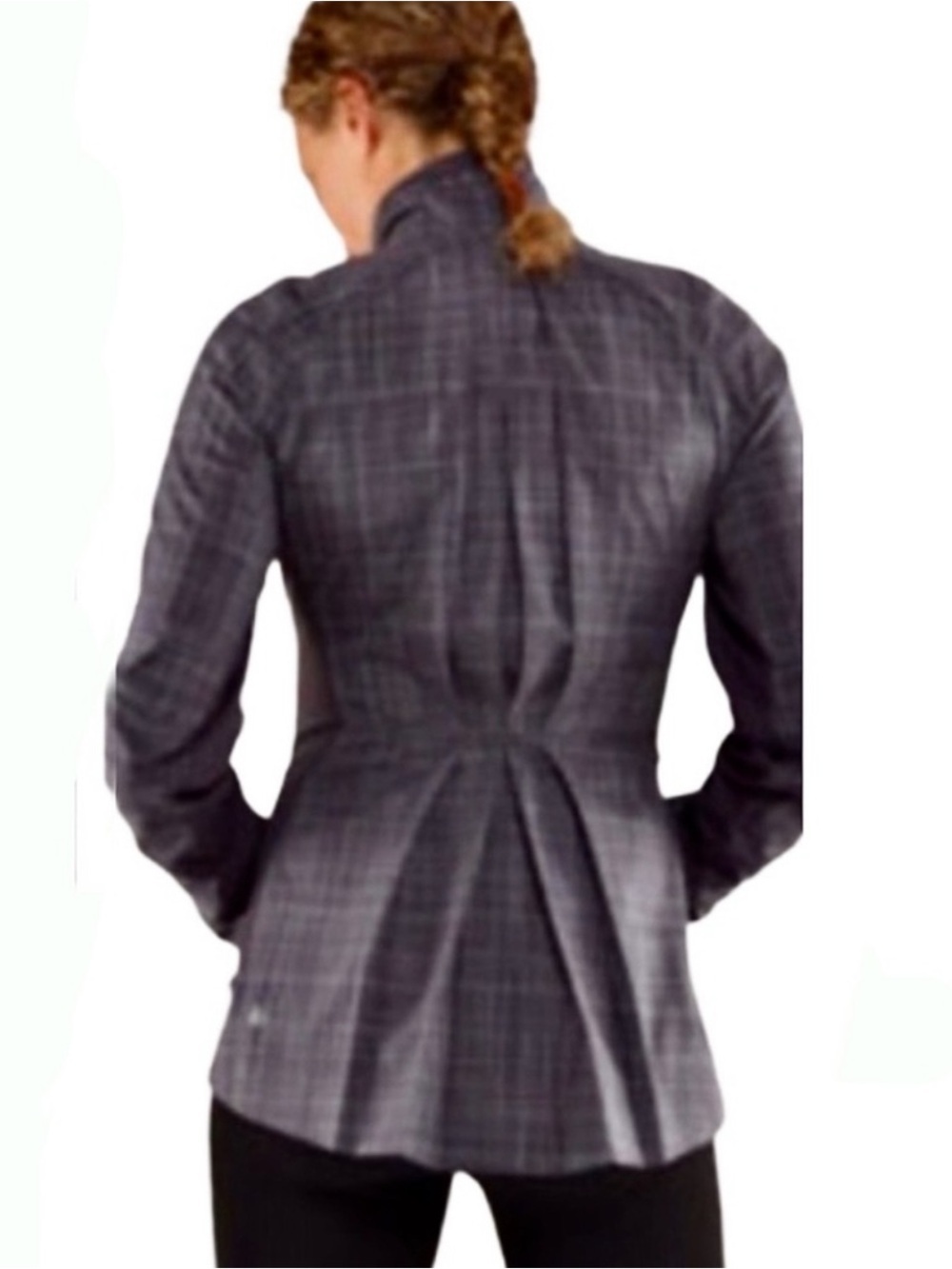 Lululemon Gray Plaid Ahead of the Curve Jacket Zip Front Size 6 Run Athleisure